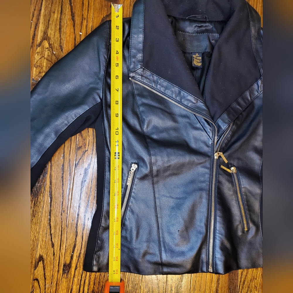 Iman Black Leather Motorcycle Jacket Women's - Picture 8 of 11